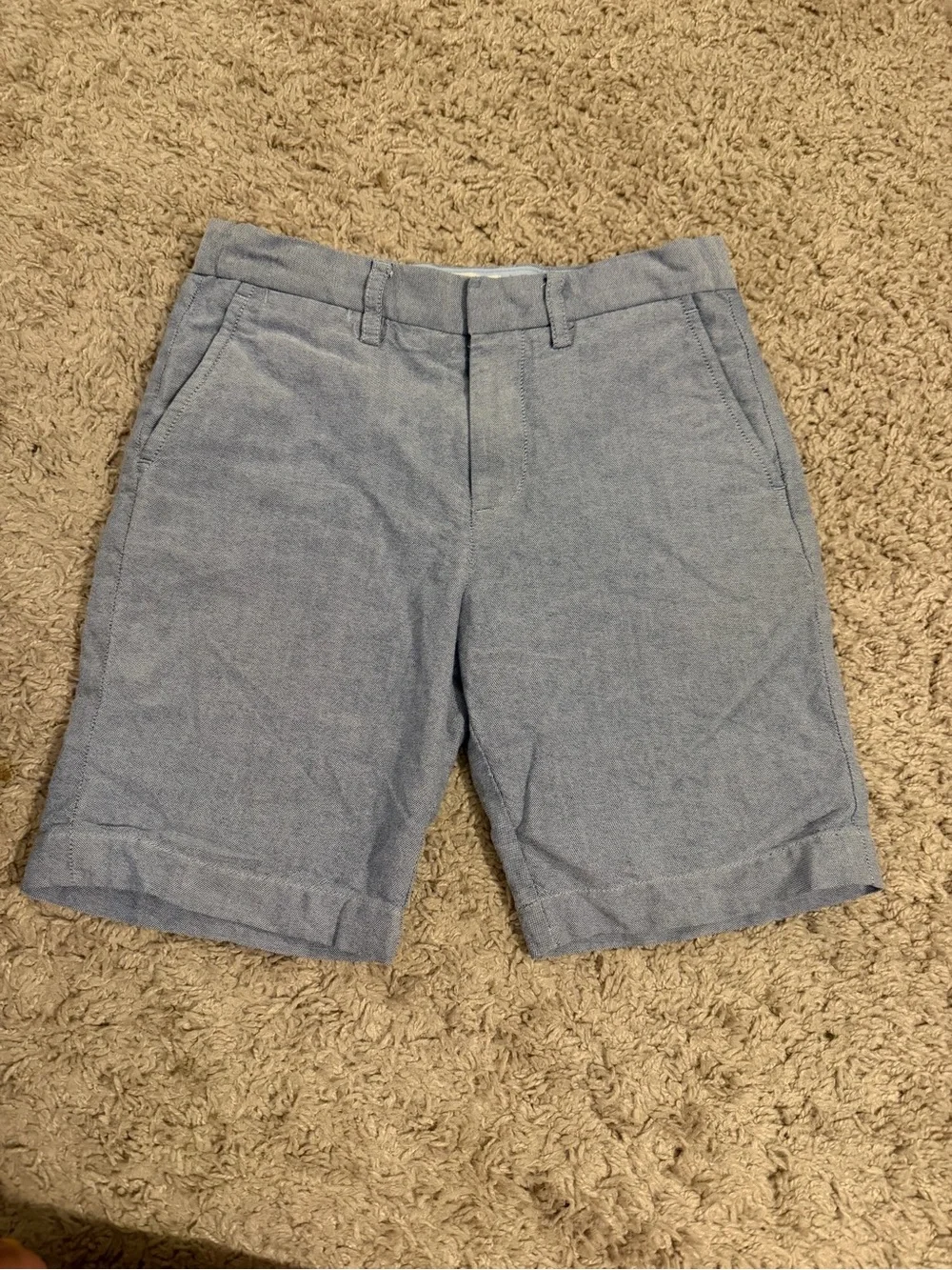 Crewcuts Light Blue Chambray Flat-Front Cotton Preppy Chino Shorts